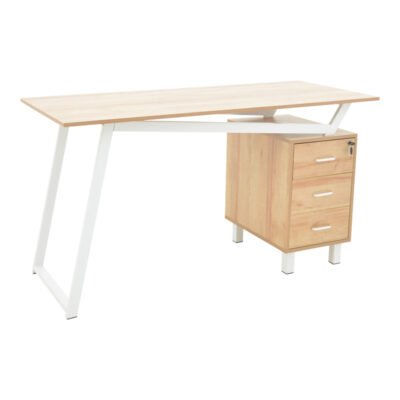 Γραφείο εργασίας με συρτάρια Prosper μελαμίνης φυσικό-λευκό 140x60x76εκ