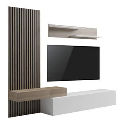 Σύνθετο σαλονιού Litende σε λευκή-sonoma απόχρωση 249.4x42.2x199.5εκ