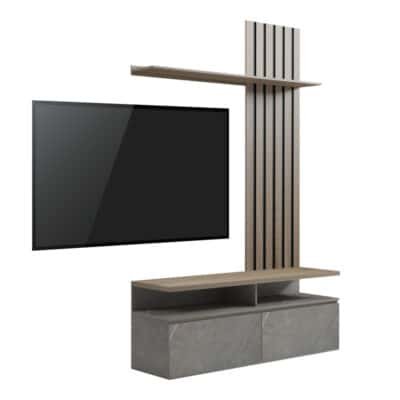 Σύνθετο σαλονιού Perlento σε μπεζ μαρμάρου με sonoma απόχρωση 140x41x219.5εκ