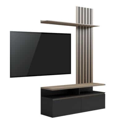 Σύνθετο σαλονιού Perlento σε μαύρο με sonoma απόχρωση 140x41x219.5εκ