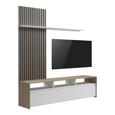 Σύνθετο σαλονιού Delfina σε sonoma με λευκή απόχρωση 190x40x199.5εκ