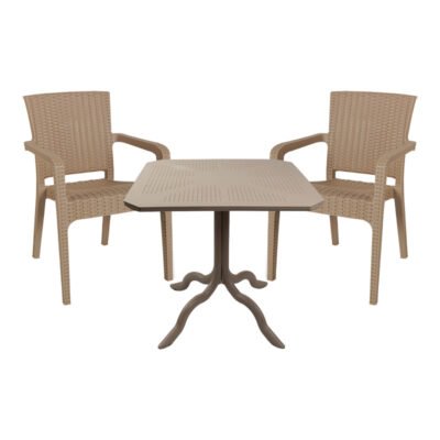 Τραπεζαρία Icoan-Halcyon σετ 3τεμ PP σε cappuccino απόχρωση