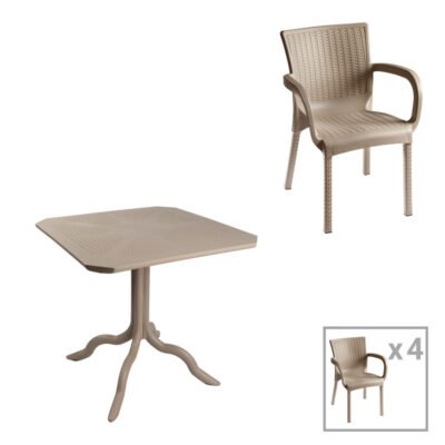 Τραπεζαρία Icon-Festive σετ 5τεμ PP σε cappuccino απόχρωση