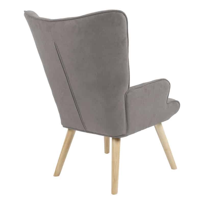 Πολυθρόνα Fluffy ύφασμα γκρι-πόδι rubberwood φυσικό 75x69x96εκ - Image 2