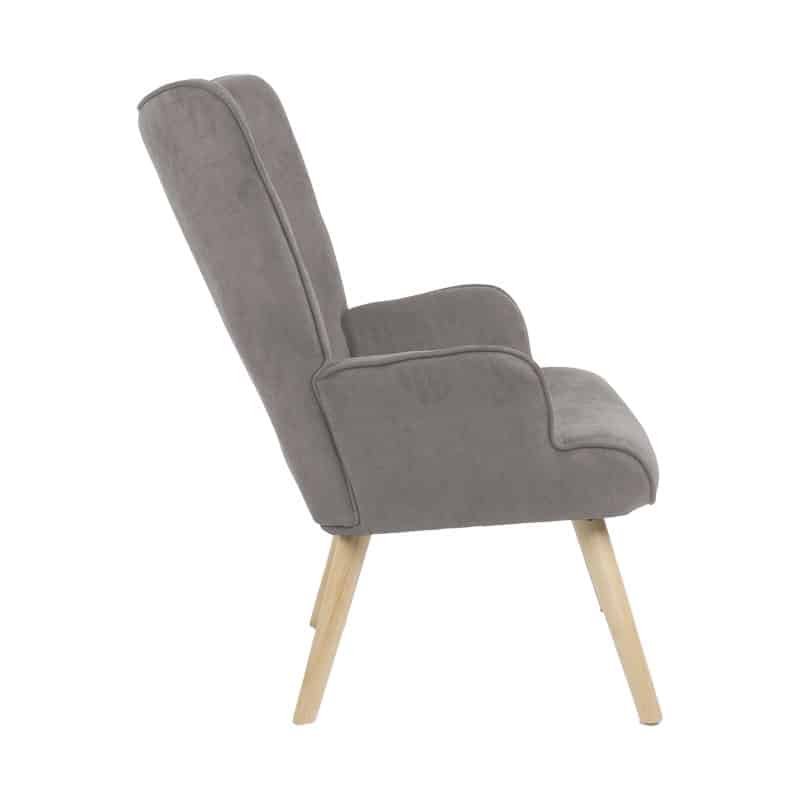 Πολυθρόνα Fluffy ύφασμα γκρι-πόδι rubberwood φυσικό 75x69x96εκ - Image 3