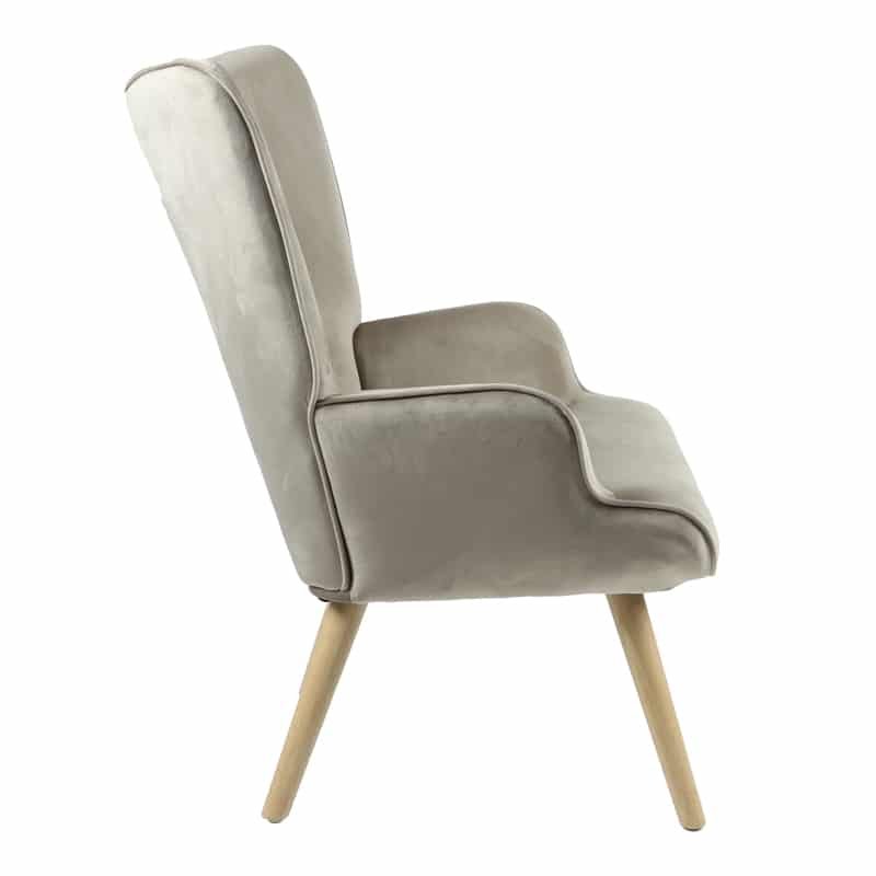 Πολυθρόνα Fluffy βελούδο μπεζ-φυσικό πόδι 75x69x96εκ - Image 4
