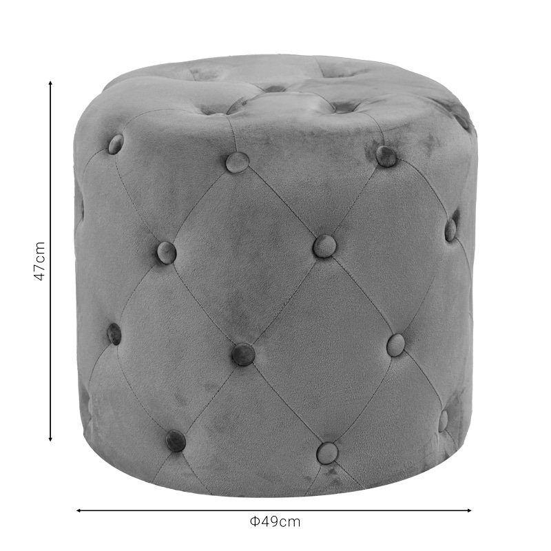 Σκαμπό-πουφ Seval βελούδο ανθρακί Φ49x47εκ - Image 3