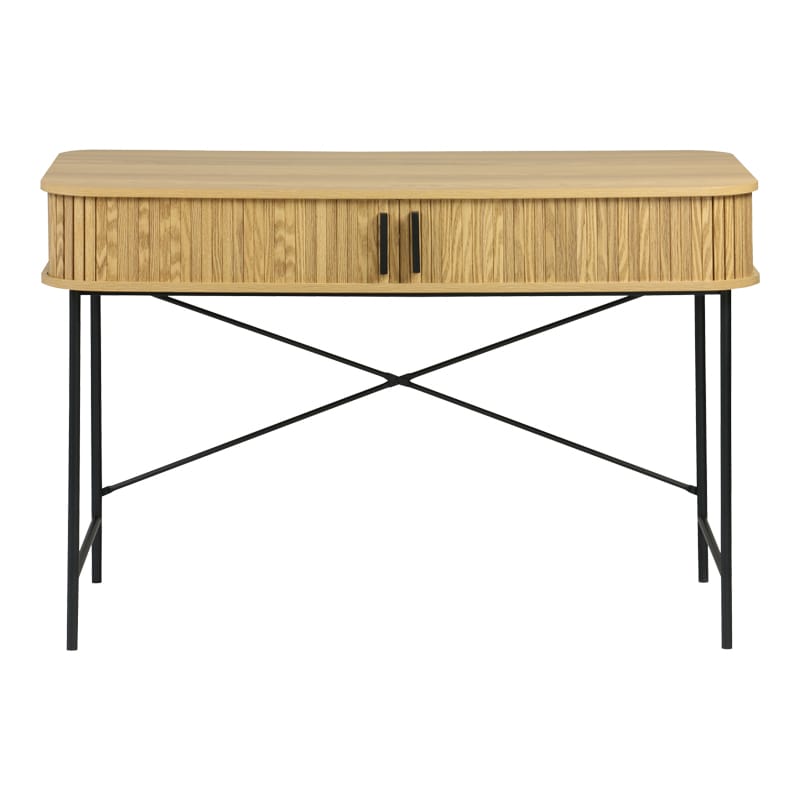 Κονσόλα Scandi MDF/Metal σε φυσική απόχρωση με μεταλλικά μαύρα πόδια 120x60x76,5εκ - Image 2