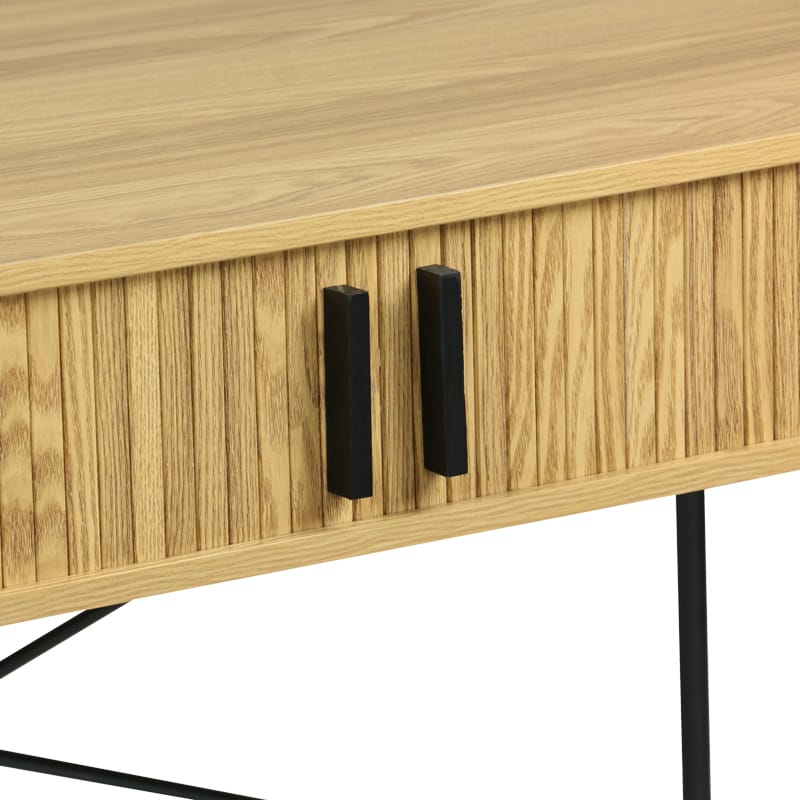 Κονσόλα Scandi MDF/Metal σε φυσική απόχρωση με μεταλλικά μαύρα πόδια 120x60x76,5εκ - Image 4