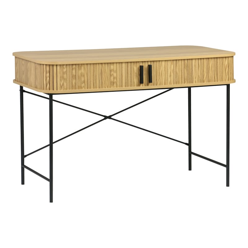 Κονσόλα Scandi MDF/Metal σε φυσική απόχρωση με μεταλλικά μαύρα πόδια 120x60x76,5εκ
