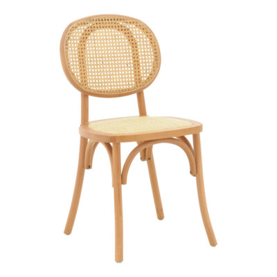 Καρέκλα στοιβαζόμενη Zoel ξύλο οξιάς και rattan σε φυσική απόχρωση 45x52x82εκ