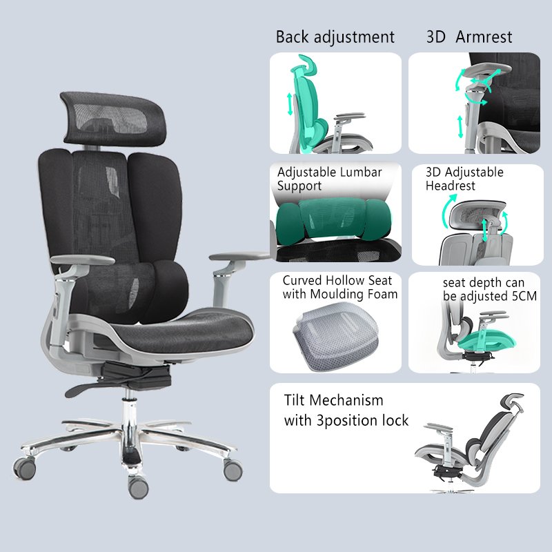 Καρέκλα γραφείου εργασίας Chocky μαύρο mesh 68x69x120εκ - Image 2