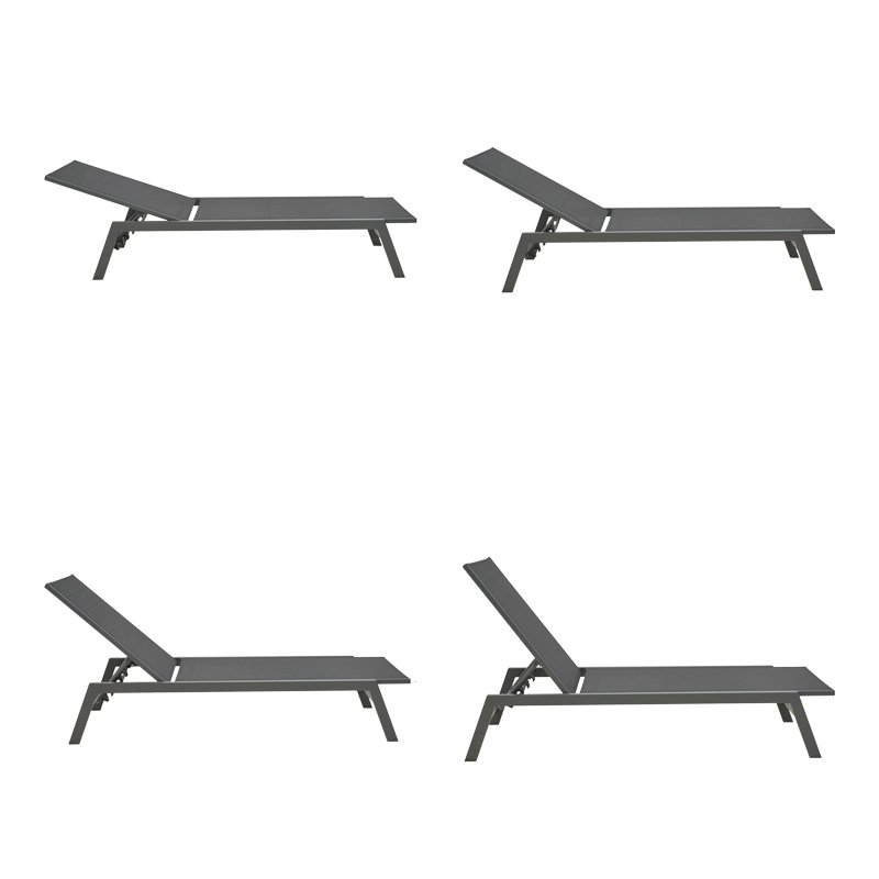 Ξαπλώστρα Boka ανθρακί αλουμίνιο και textilene σε μαύρη απόχρωση 60x192x31εκ - Image 4