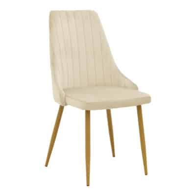 Καρέκλα Azori μπεζ βελούδο με πόδι μετάλλου σε φυσική απόχρωση 49x55x85εκ