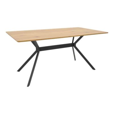 Τραπέζι Nerelis φυσικό mdf και πόδι μαύρο μέταλλο 160x90x75εκ