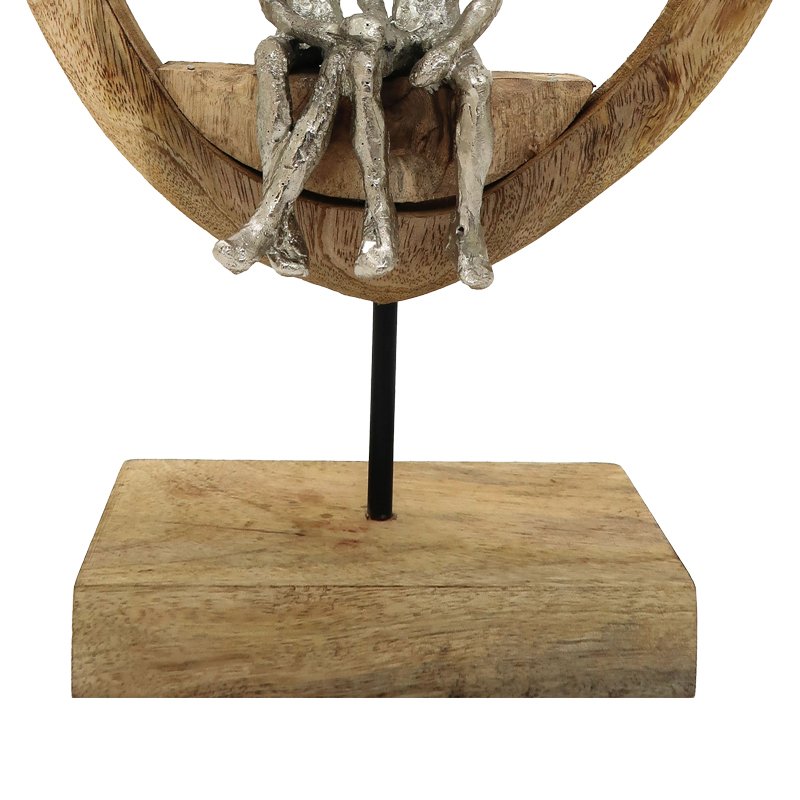 Επιτραπέζιο διακοσμητικό καρδιά Edora Inart φυσικό μάνγκο ξύλο-αλουμίνιο 27x10x36εκ - Image 4