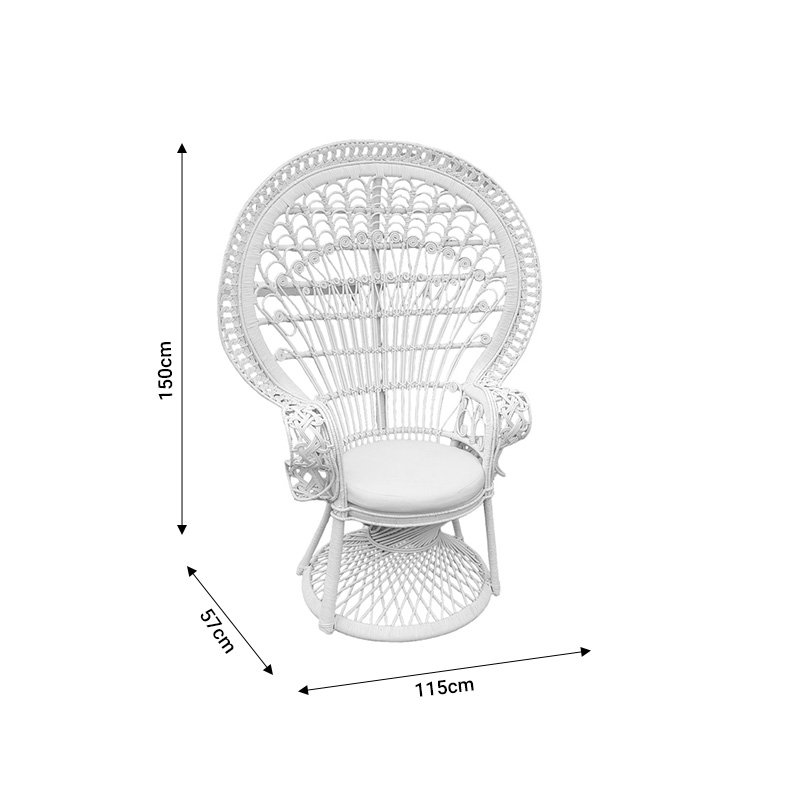 Πολυθρόνα Dorothy Inart με λευκό μαξιλάρι-λευκό rattan 115x57x150εκ - Image 4
