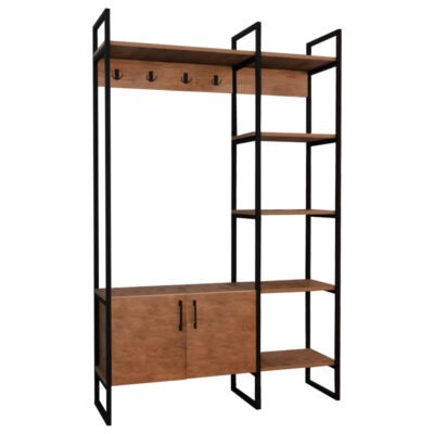 Έπιπλο εισόδου Thoj SONOMA μελαμίνης-μαύρο μέταλλο 120x34x180εκ