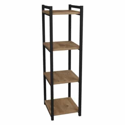 Επιδαπέδια ραφιέρα Harvey μαύρο μέταλλο και μελαμίνη σε φυσική απόχρωση 33x28x100εκ