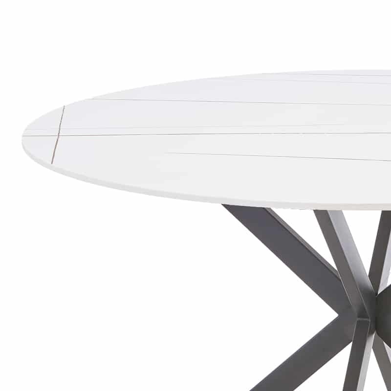 Τραπέζι Stoyen λευκό μαρμάρου κεραμικό-μαύρο μέταλλο Φ120x75εκ - Image 3