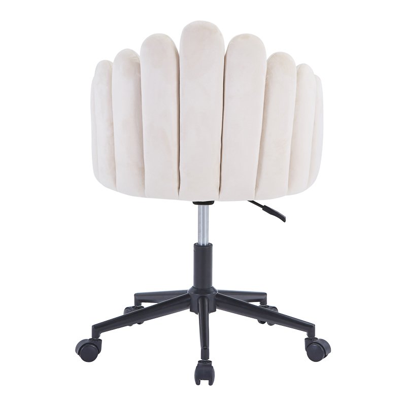 Καρέκλα εργασίας περιστρεφόμενη Manole βελούδο σε κρεμ απόχρωση 58x44x90εκ - Image 4