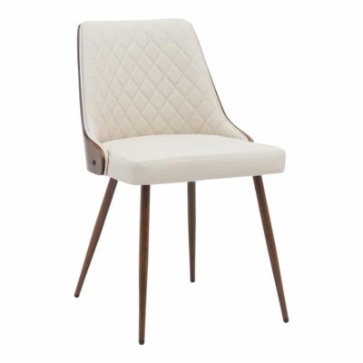 Καρέκλα Korome μπεζ pu-πόδι καρυδί μέταλλο 50x58.5x78εκ