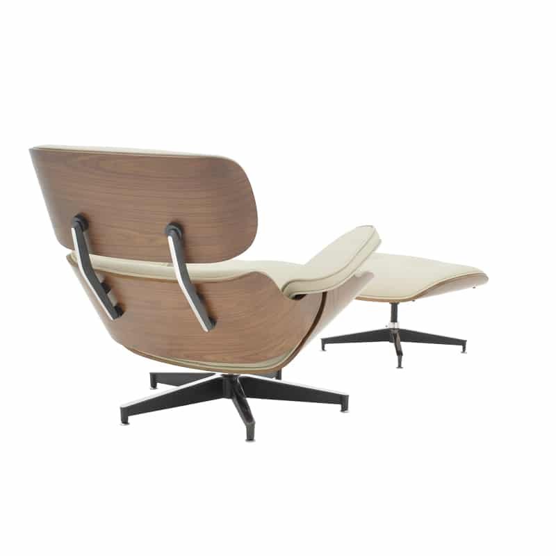 Πολυθρόνα-υποπόδιο relax Jenna μπεζ pu- plywood καρυδί-βάση χρωμίου 82x92x82εκ - Image 2
