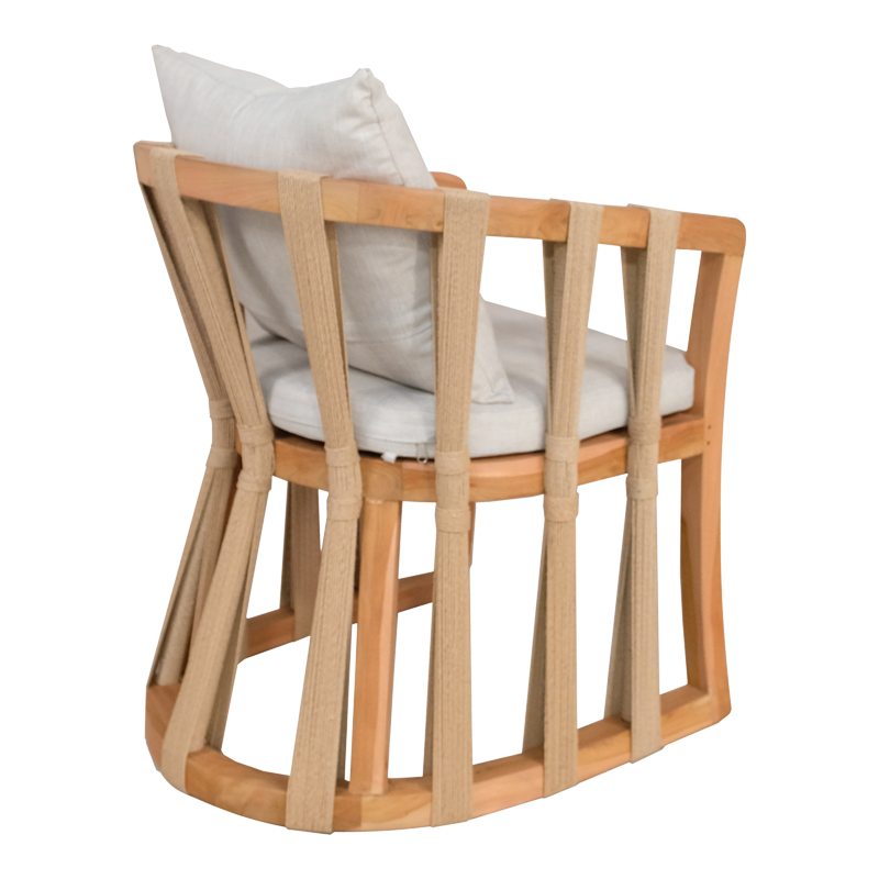 Πολυθρόνα Morani σκελετός teak ξύλο και ύφασμα σε φυσική απόχρωση 61x66x75εκ - Image 2