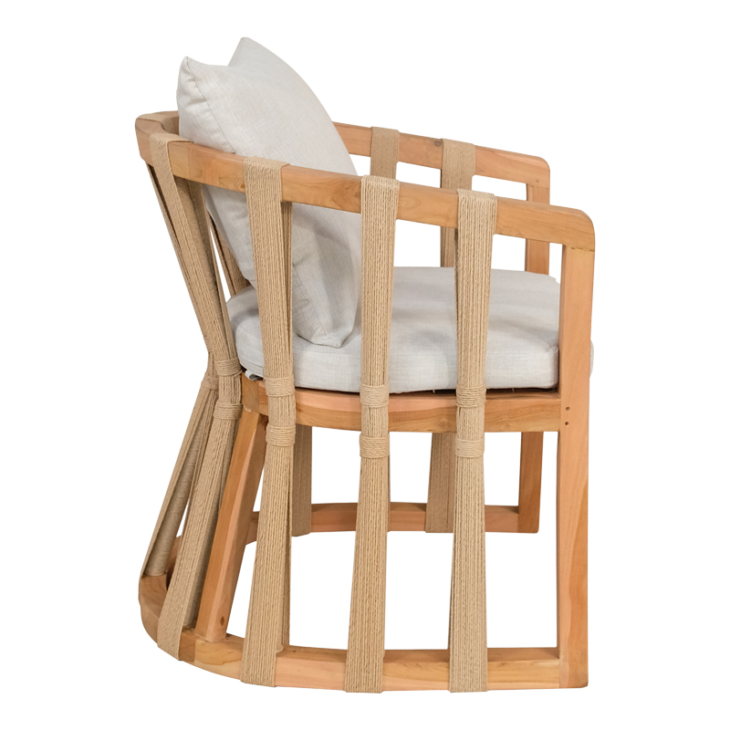Πολυθρόνα Morani σκελετός teak ξύλο και ύφασμα σε φυσική απόχρωση 61x66x75εκ - Image 3