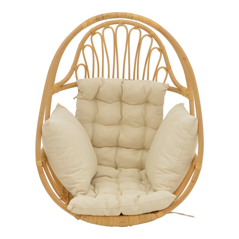Κρεμαστή κούνια Jorg φυσικό rattan-κρεμ μαξιλάρι 80x59x105εκ - Image 3