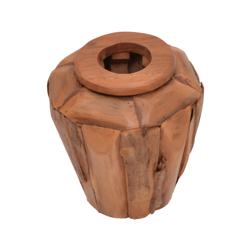 Διακοσμητικό βάζο Archean teak ξύλο σε φυσική απόχρωση Φ30x30εκ - Image 2