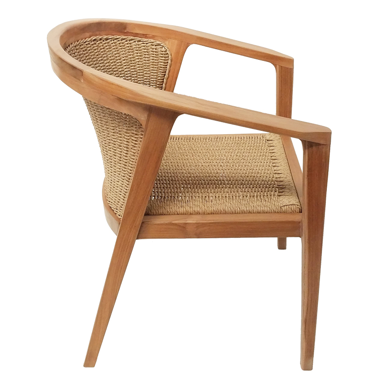 Πολυθρόνα Granny teak wood και συνθετικό σχοινί σε φυσική απόχρωση 60x60x82εκ - Image 3