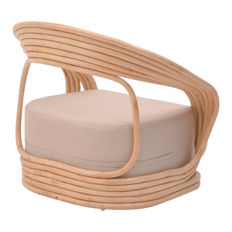 Πολυθρόνα Radictive rattan σε φυσική απόχρωση με μπεζ μαξιλάρι 88x57x73εκ - Image 2
