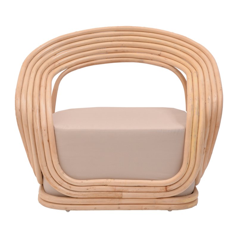 Πολυθρόνα Radictive rattan σε φυσική απόχρωση με μπεζ μαξιλάρι 88x57x73εκ - Image 4