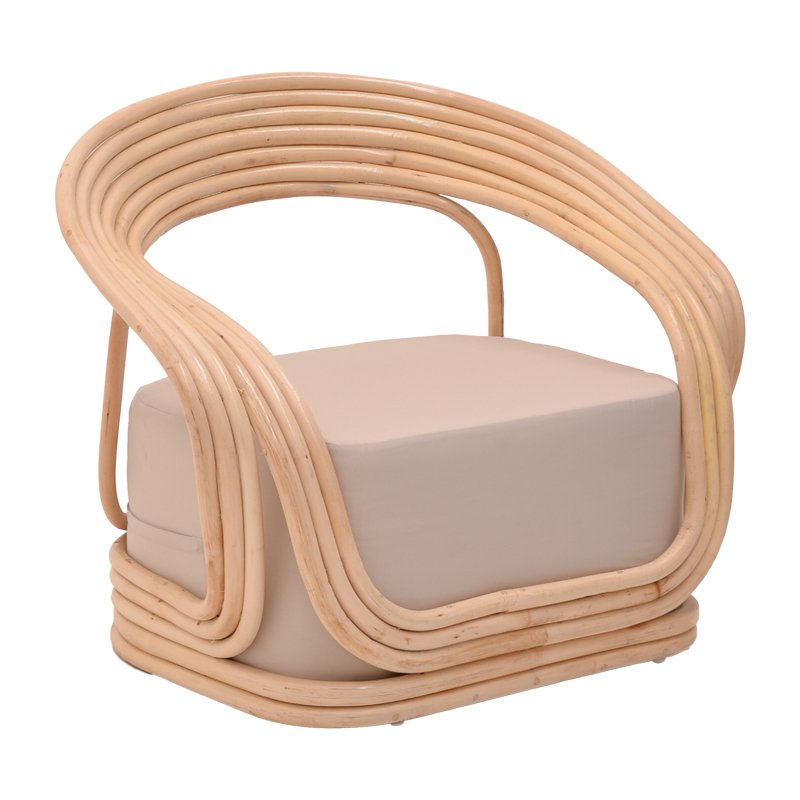 Πολυθρόνα Radictive rattan σε φυσική απόχρωση με μπεζ μαξιλάρι 88x57x73εκ