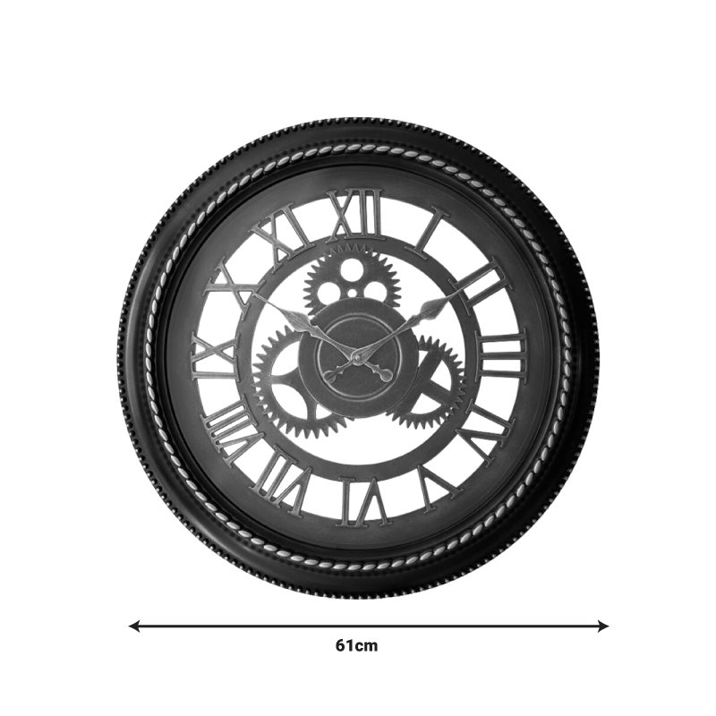Ρολόι τοίχου Ferm Inart σε μαύρη αντικέ και χρυσή απόχρωση Φ61x6εκ - Image 2