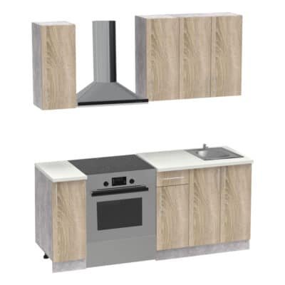 Σύνθεση κουζίνας Festa II μελαμίνη σε sonoma απόχρωση 120x60x85εκ