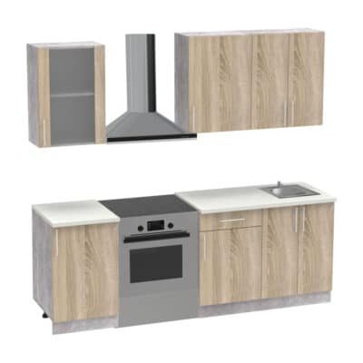 Σύνθεση κουζίνας Festa IV μελαμίνη σε sonoma απόχρωση 160x60x85εκ