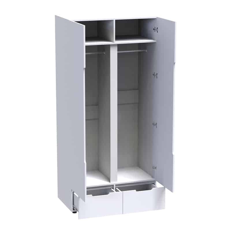 Ντουλάπα δίφυλλη Afina mdf σε λευκή glossy απόχρωση 100x57x213εκ - Image 2