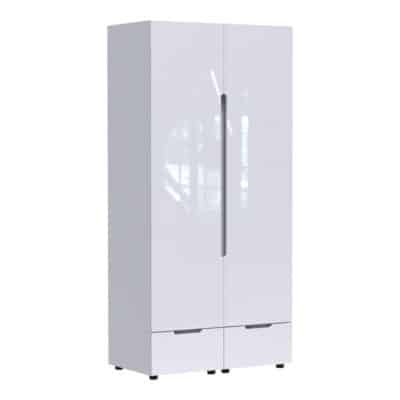 Ντουλάπα δίφυλλη Afina mdf σε λευκή glossy απόχρωση 100x57x213εκ