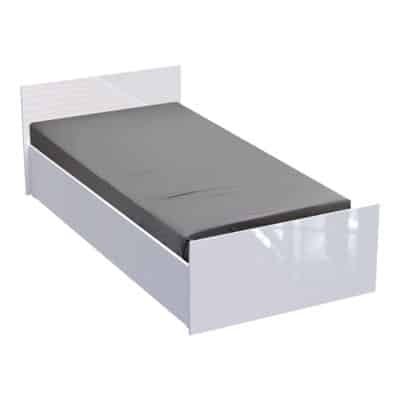 Κρεβάτι μονό Afina σε λευκή glossy απόχρωση 90x200εκ