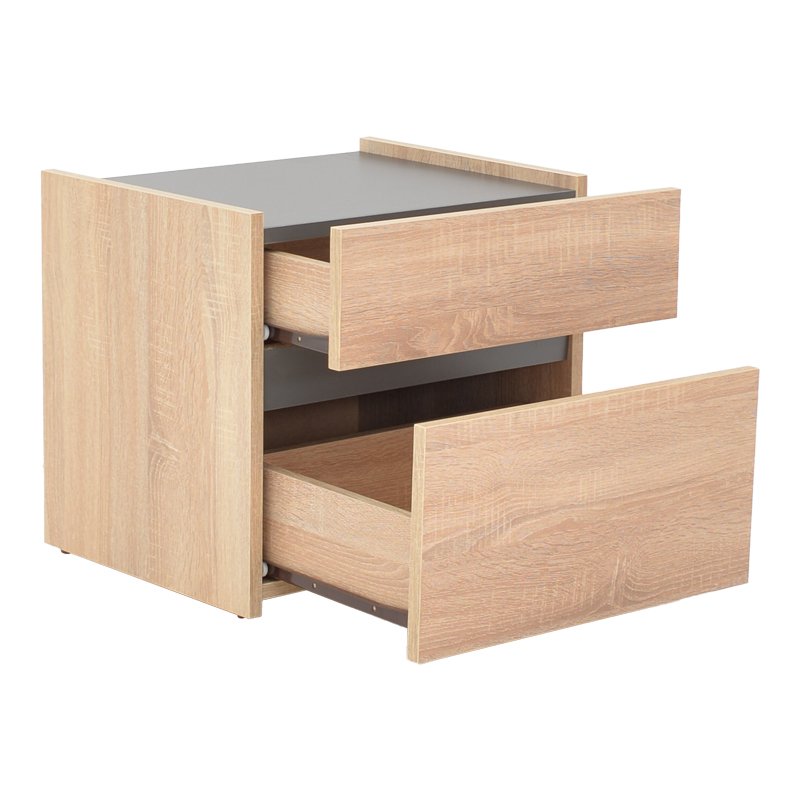 Κομοδίνο Comcie σε φυσικό με γκρι απόχρωση 50x42x45.5εκ - Image 3