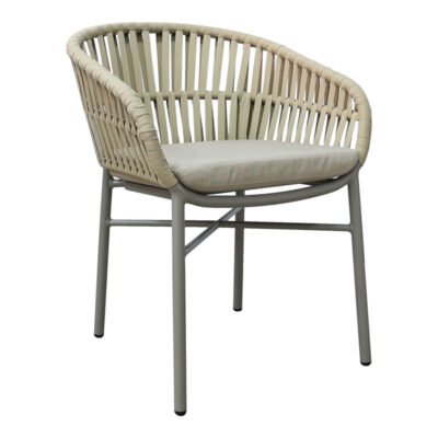 Πολυθρόνα αλουμινίου-pe σχοινί Frama στοιβαζόμενη σε καφε απόχρωση και μαξιλάρι 57x60x78εκ