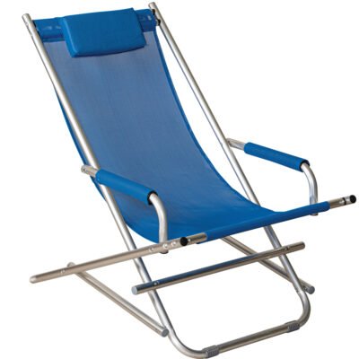 Μπλέ Πτυσσόμενη Σεζλόνγκ Αλουμινίου Με Διάτρητο Ύφασμα , 86(L) X 62(W) X 84(H)cm