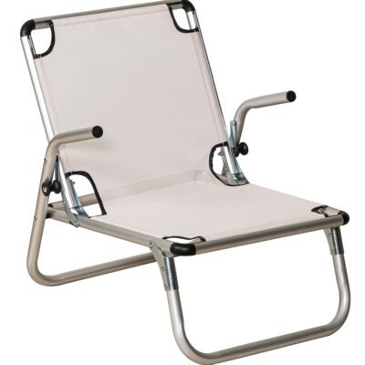 Λευκό Πτυσσόμενο Καρεκλάκι Παραλίας Με Αλουμίνιο Σκελετό 60(w) x 52(d) x 23/59(h)cm