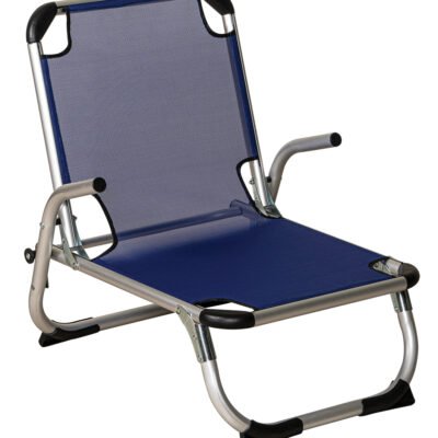 Μπλέ Πτυσσόμενο Καρεκλάκι Παραλίας Με Ψηλή Πλάτη Και Αλουμίνιο Σκελετό 69(w) x 56(d) x 24/66(h)cm