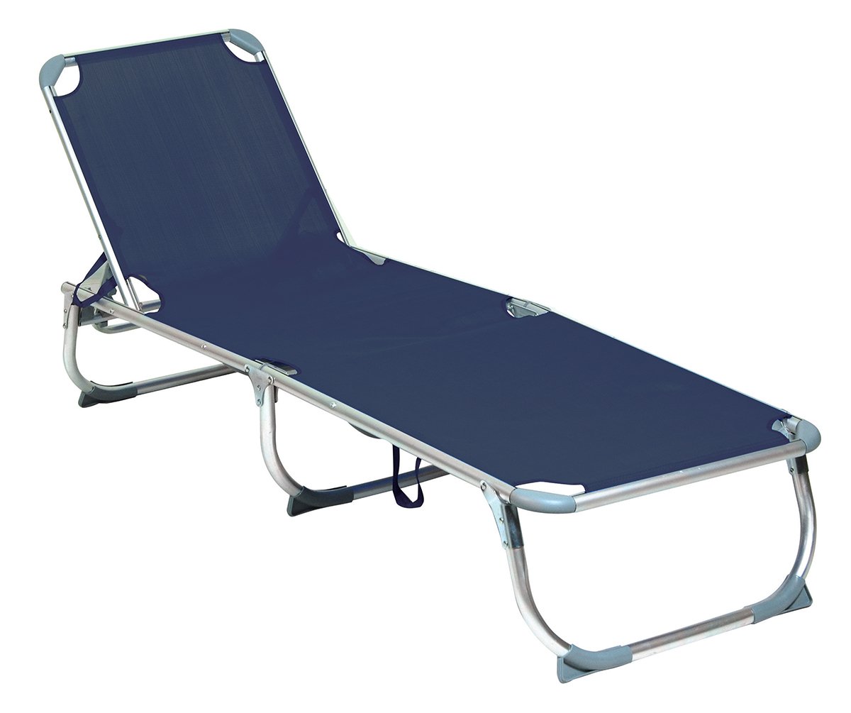 Μπλέ Πτυσσόμενη Ξαπλώστρα Παραλίας 187 x 58 x 30(h)cm