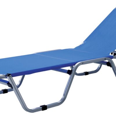 Μπλέ Στοιβαζόμενη Ξαπλώστρα Παραλίας 5 Θέσεων Με Διάτρητο Ύφασμα 2x1 191 x 60 x 30(h)cm
