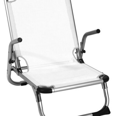 Λευκό Πτυσσόμενο Καρεκλάκι Παραλίας Με Αλουμίνιο Σκελετό , 69(W) X 56(D) X 24/66(H)cm