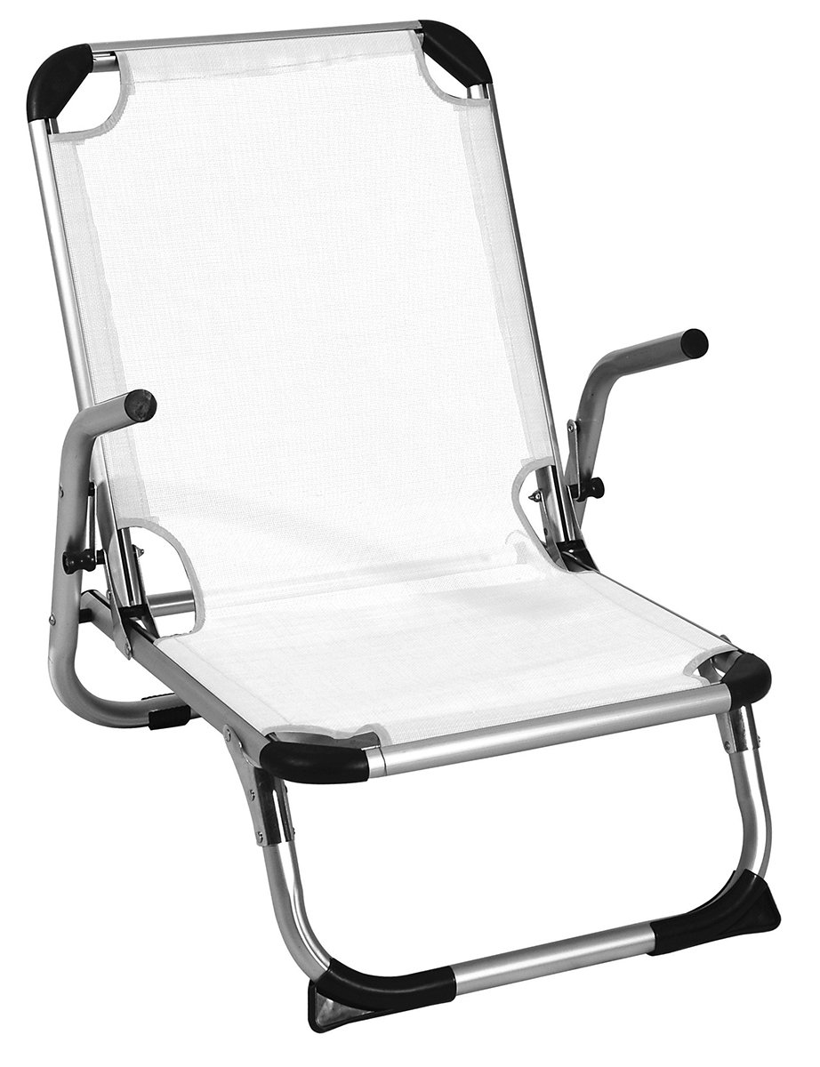 Λευκό Πτυσσόμενο Καρεκλάκι Παραλίας Με Αλουμίνιο Σκελετό , 69(W) X 56(D) X 24/66(H)cm